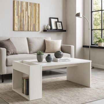 Dekorister View Beyaz Orta Sehpa - Modern Salon ve Oturma Odası Sehpası