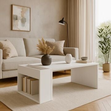 Dekorister View Beyaz Orta Sehpa - Modern Salon ve Oturma Odası Sehpası