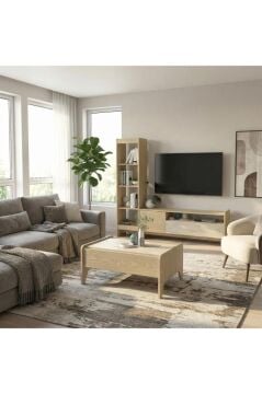 Norvic Bölmeli Düşer Kapaklı Modern Orta Sehpa, Salon & Oturma Odası Mobilyası Rota-Traverten