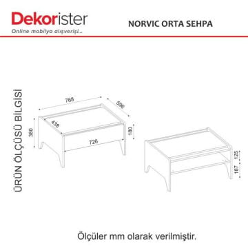 Norvic Bölmeli Düşer Kapaklı Modern Orta Sehpa, Salon & Oturma Odası Mobilyası Rota-Traverten