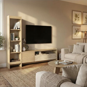 Norvic Kitaplıklı Tv Ünitesi, Raflı Ve Kapaklı Modern Tv Ünitesi, Salon & Oturma Odası Mobilyası