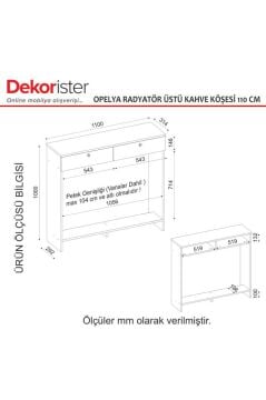 Opelya Petek Üstü Kahve Köşesi Dresuar, Çok Amaçlı Dolap & Antre Salon Mobilyası 110 cm