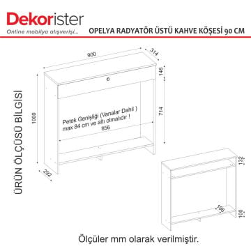 Opelya Petek Üstü Kahve Köşesi Dresuar, Çok Amaçlı Dolap & Antre Salon Mobilyası 90 cm
