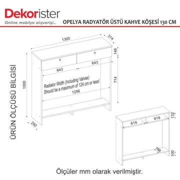 Opelya Petek Üstü Kahve Köşesi Dresuar, Çok Amaçlı Dolap & Antre Salon Mobilyası 130 cm