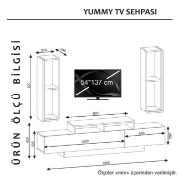 Dekorister Yumy Tv Ünitesi Beyaz-Ceviz
