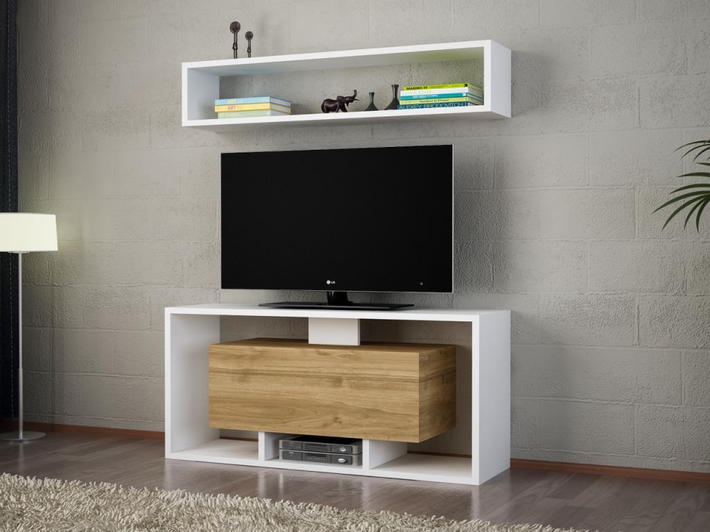 Dekorister Derya Tv Ünitesi Beyaz-Ceviz