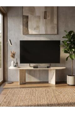 Tv Sehpa & Ünitesi, Modern Tv Ünitesi, Kolay Kurulum Salon Mobilyası 150cm Traverten | Cortado