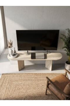 Tv Sehpa & Ünitesi, Modern Tv Ünitesi, Kolay Kurulum Salon Mobilyası 150cm Traverten | Cortado