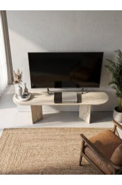 Tv Sehpa & Ünitesi, Modern Tv Ünitesi, Kolay Kurulum Salon Mobilyası 150cm Traverten | Cortado