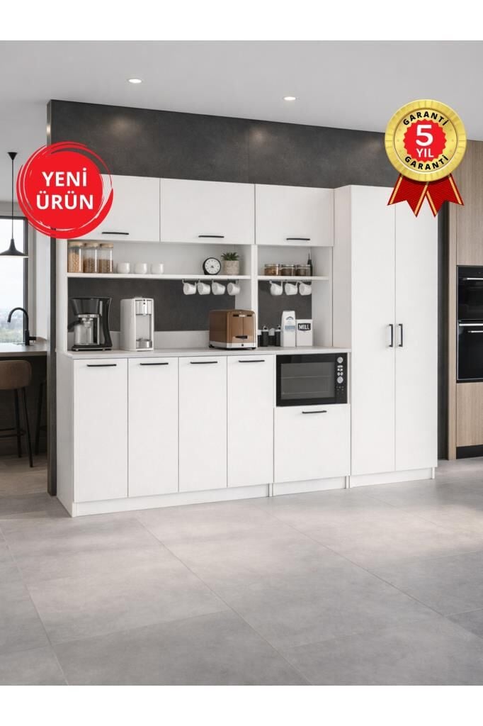 Tuco 4 Kapaklı Mutfak Dolabı, Tuco 5 Raf Kiler Dolabı & Tuco 1 Kapaklı Çok Amaçlı Dolap Kahve Köşesi