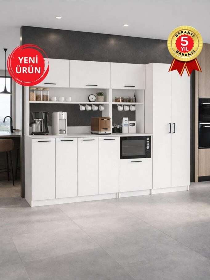 Tuco 4 Kapaklı Mutfak Dolabı, Tuco 5 Raf Kiler Dolabı & Tuco 1 Kapaklı Çok Amaçlı Dolap Kahve Köşesi