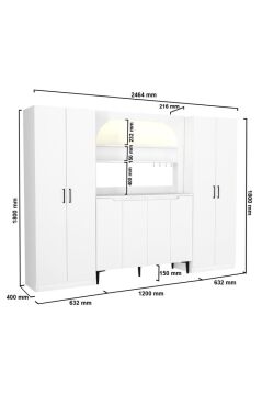 Melinta 4 Kapaklı LED'li Mutfak Dolabı & Tuco 2*2 Kapaklı 5 Raflı Çok Amaçlı Dolap Kahve Köşesi