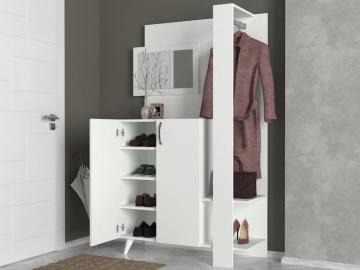 Dekorister Bade Aynalı Portmanto Beyaz