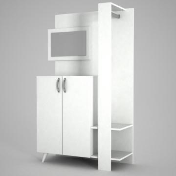 Dekorister Bade Aynalı Portmanto Beyaz