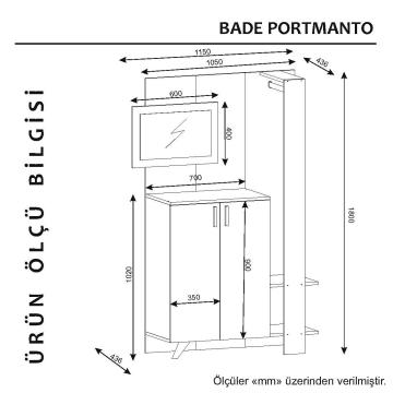 Dekorister Bade Aynalı Portmanto Beyaz