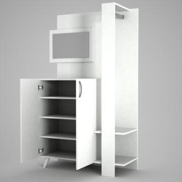 Dekorister Bade Aynalı Portmanto Beyaz