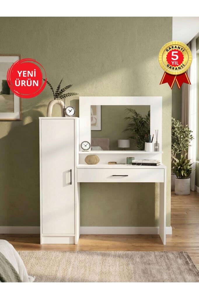 Aynalı Makyaj Masası, Kapaklı ve Çekmeceli Makyaj Masası Organizeri, Takı Aksesuar Düzenleyici | Kaunos