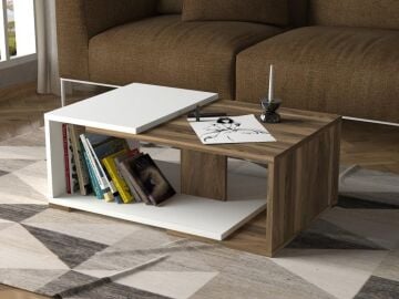 Modern Orta Sehpa Beyaz-Ceviz