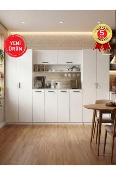 Tuco 4 Kapaklı Mutfak Dolabı & 2*Tuco 2 Kapaklı 5 Raflı Kiler Dolabı Çok Amaçlı Dolap Beyaz