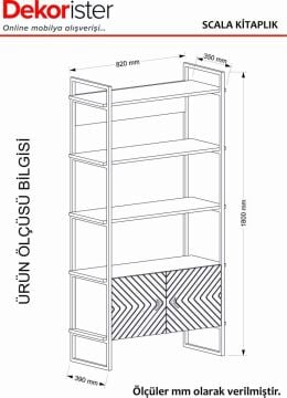 Scala Demir Kitaplık Ceviz