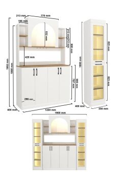 4 Kapaklı Led Işıklı Kahve Köşesi, Temperli Cam Kapaklı Çok Amaçlı Dolap, Airfry Kiler Dolabı | Afrodis & 2*Didima