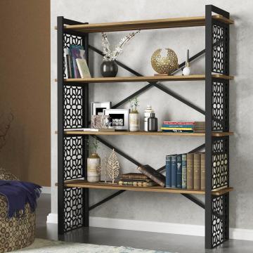 Dekorister Emma Ferforce Lazer Kesim Metal Kitaplık Ceviz