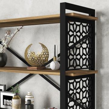 Dekorister Emma Ferforce Lazer Kesim Metal Kitaplık Ceviz