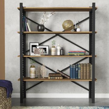 Dekorister Emma Ferforce Lazer Kesim Metal Kitaplık Ceviz