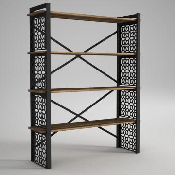 Dekorister Emma Ferforce Lazer Kesim Metal Kitaplık Ceviz