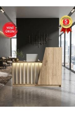 Ledli Karşılama Bankosu & Kasa Bankosu, Çekmeceli Masa, Sepet-Kumtaşı 150 cm | Hattusa