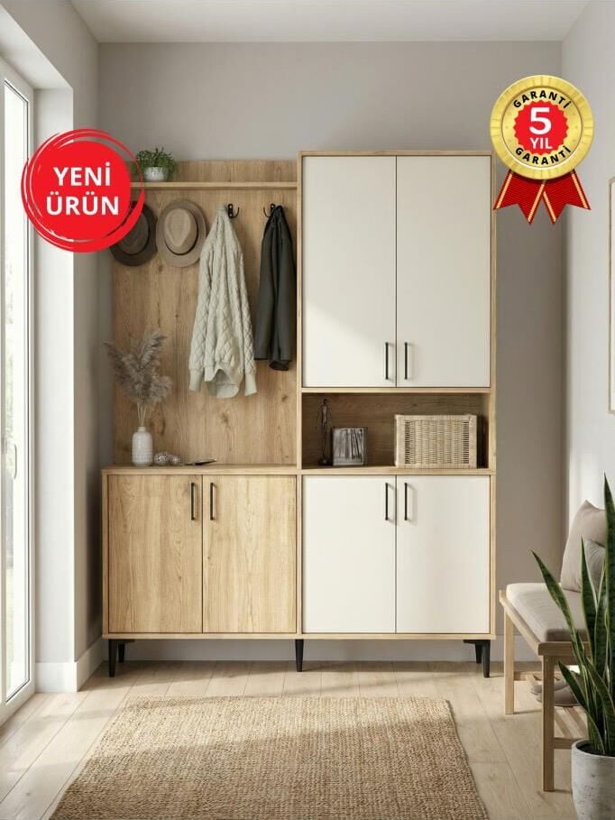 Portmanto Vestiyer Ayakkabılık Ayaklı Portmanto Sepet-Kumtaşı | Aspendos