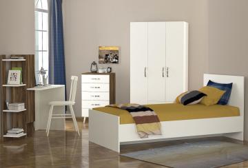 Dekorister Warm Genç Odası Takımı Beyaz-Ceviz - GiCe