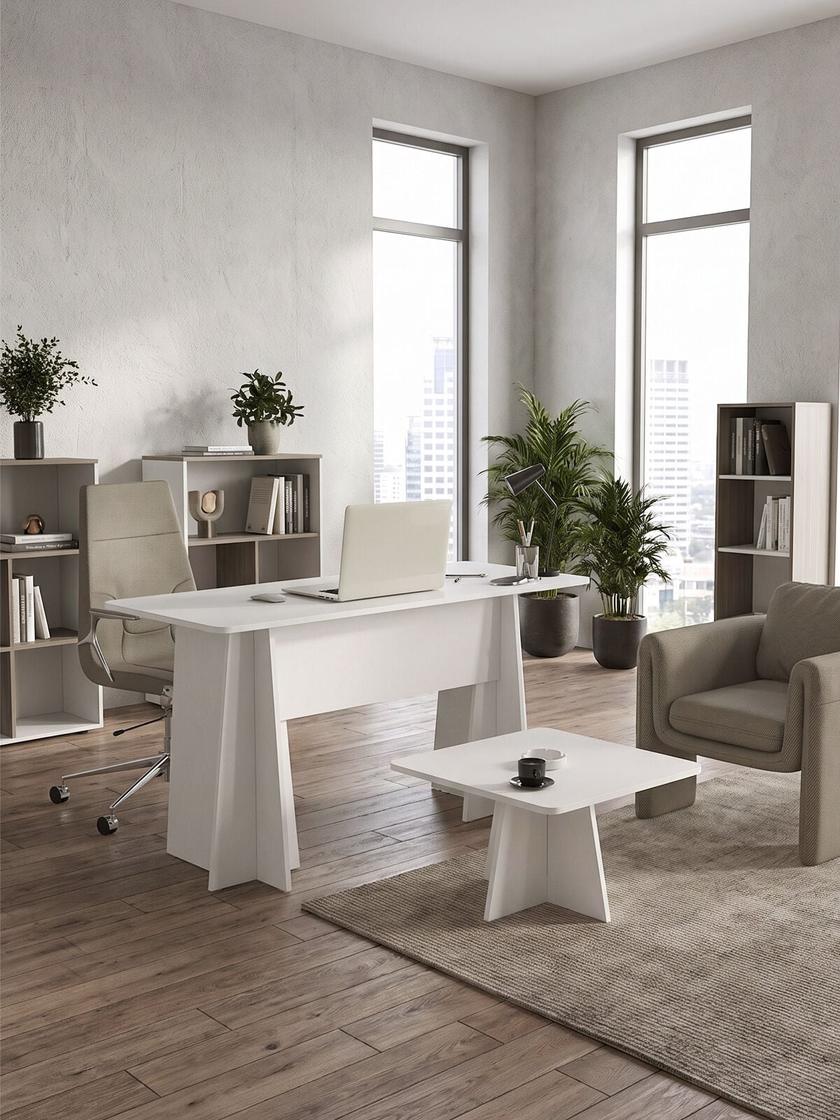 Dorpek Ofis Masası Set Ofis Masası Ve Sehpası - 2 Parça | Kula