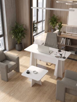 Dorpek Ofis Masası Set Ofis Masası Ve Sehpası - 2 Parça | Kula