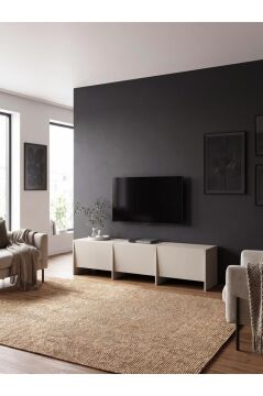 Tv Sehpası 186 cm 3 Kapaklı Tv Sehpası, 3 Kapaklı Tv Ünitesi, Televizyon Sehpası 186 cm Kumtaşı-Traverten | Hitit