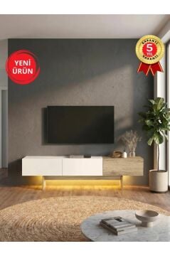 Led Işıklı Tv Sehpası 180 cm 3 Kapaklı Tv Sehpası, 3 Kapaklı Tv Ünitesi, Televizyon Sehpası 180 cm Beyaz - Sepet | Halikarnas