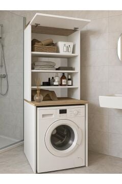 Çamaşır Makinesi Dolabı Çok Amaçlı Dolap Banyo Dolabı Beyaz-safir | Edena