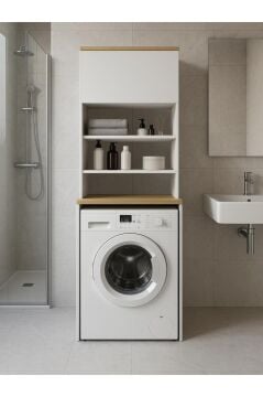 Çamaşır Makinesi Dolabı Çok Amaçlı Dolap Banyo Dolabı Beyaz-safir | Edena