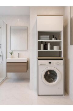 Çamaşır Makinesi Dolabı Çok Amaçlı Dolap Banyo Dolabı Beyaz-safir | Edena