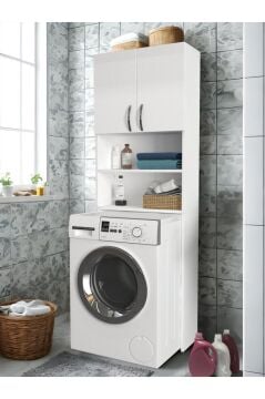 Banos Çok amaçlı Banyo Dolabı Çamaşır Makinesi Dolabı Beyaz