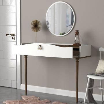 Dekorister Exclusive Melinda Aynalı Dresuar Beyaz-Ceviz