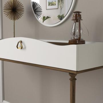 Dekorister Exclusive Melinda Aynalı Dresuar Beyaz-Ceviz