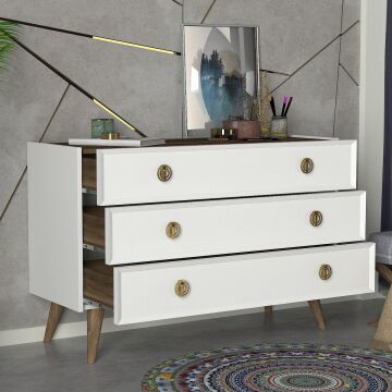 Nadya Şifonyer Beyaz-Ceviz