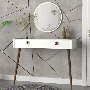 Nadya Aynalı Dresuar Beyaz-Ceviz