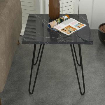 Dekorister Helen Metal Ayaklı Yan Sehpa Mermer