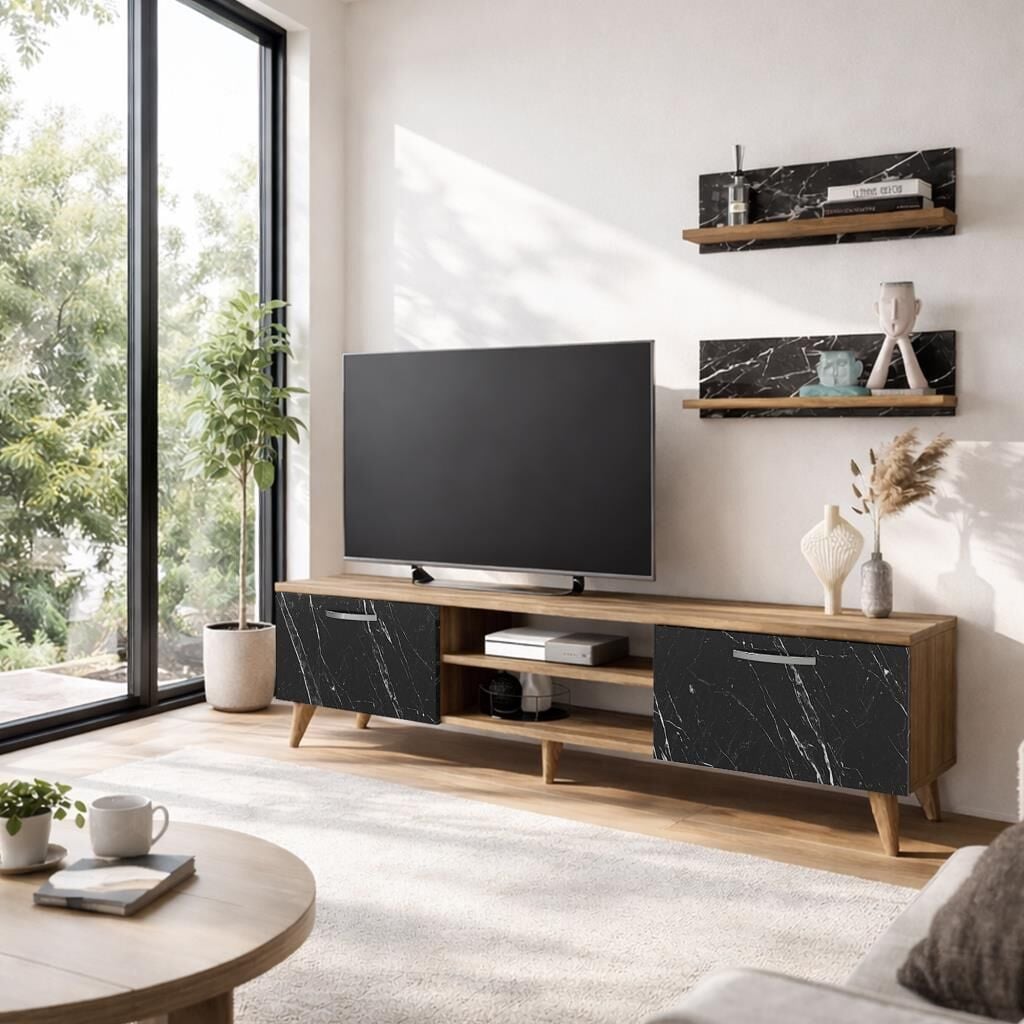 Ayden Tv Ünitesi Ceviz-Mermer