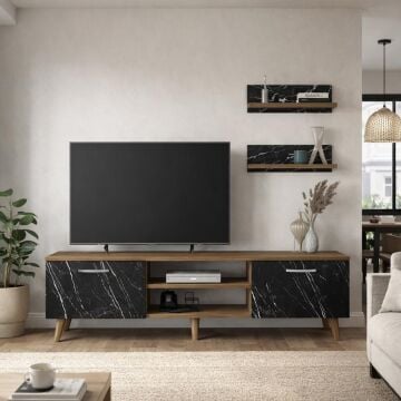 Ayden Tv Ünitesi Ceviz-Mermer