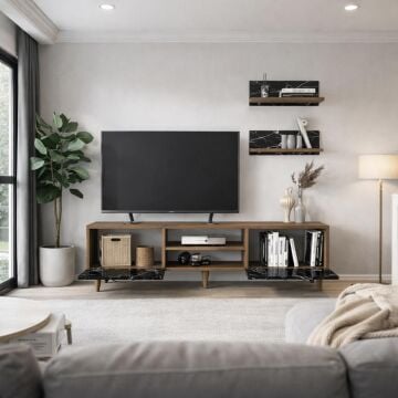 Ayden Tv Ünitesi Ceviz-Mermer