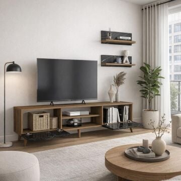 Ayden Tv Ünitesi Ceviz-Mermer