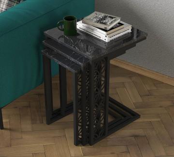 Dekorister Exclusive Klark Demir Zigon Sehpa Mermer